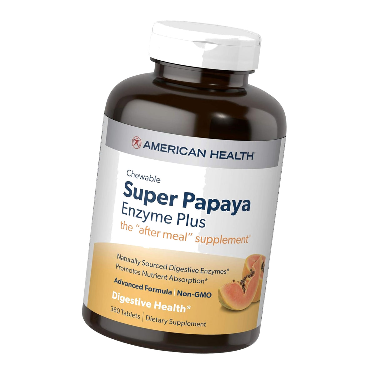 American Health Super Papaya Enzyme Plus Chewable Tablets, 360 Count