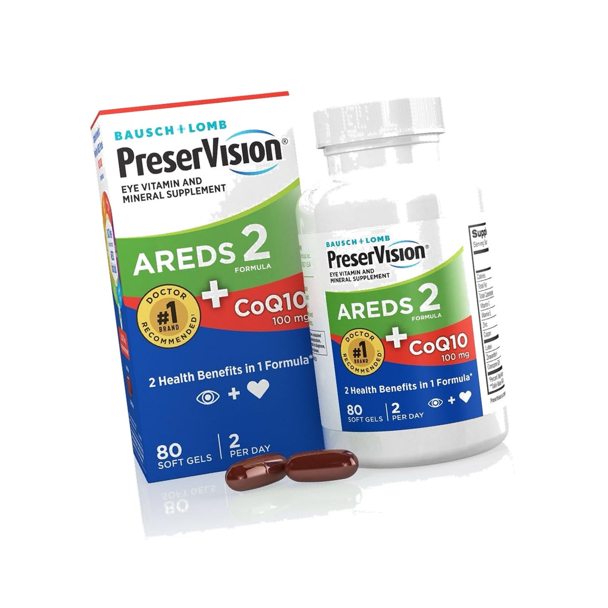 PreserVision AREDS 2 Eye Vitamins + CoQ10, Lutein & Zeaxanthin, 80 Softgels