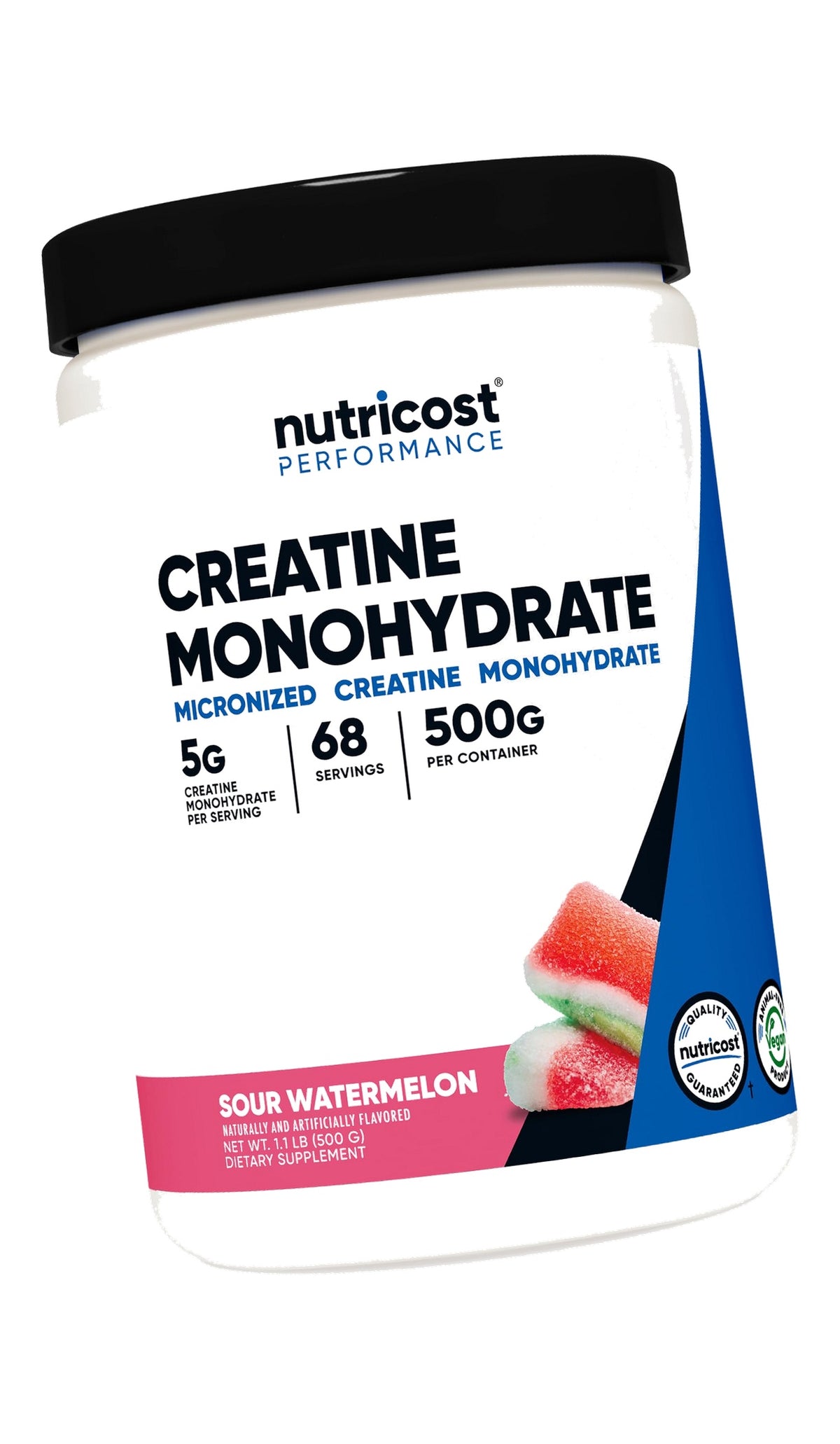 Nutricost Creatine Monohydrate Powder (Sour Watermelon, 500 Gram) - Micronized Creatine Supplement, Vegan, GMO-Free, Gluten-Free, 68 Servings