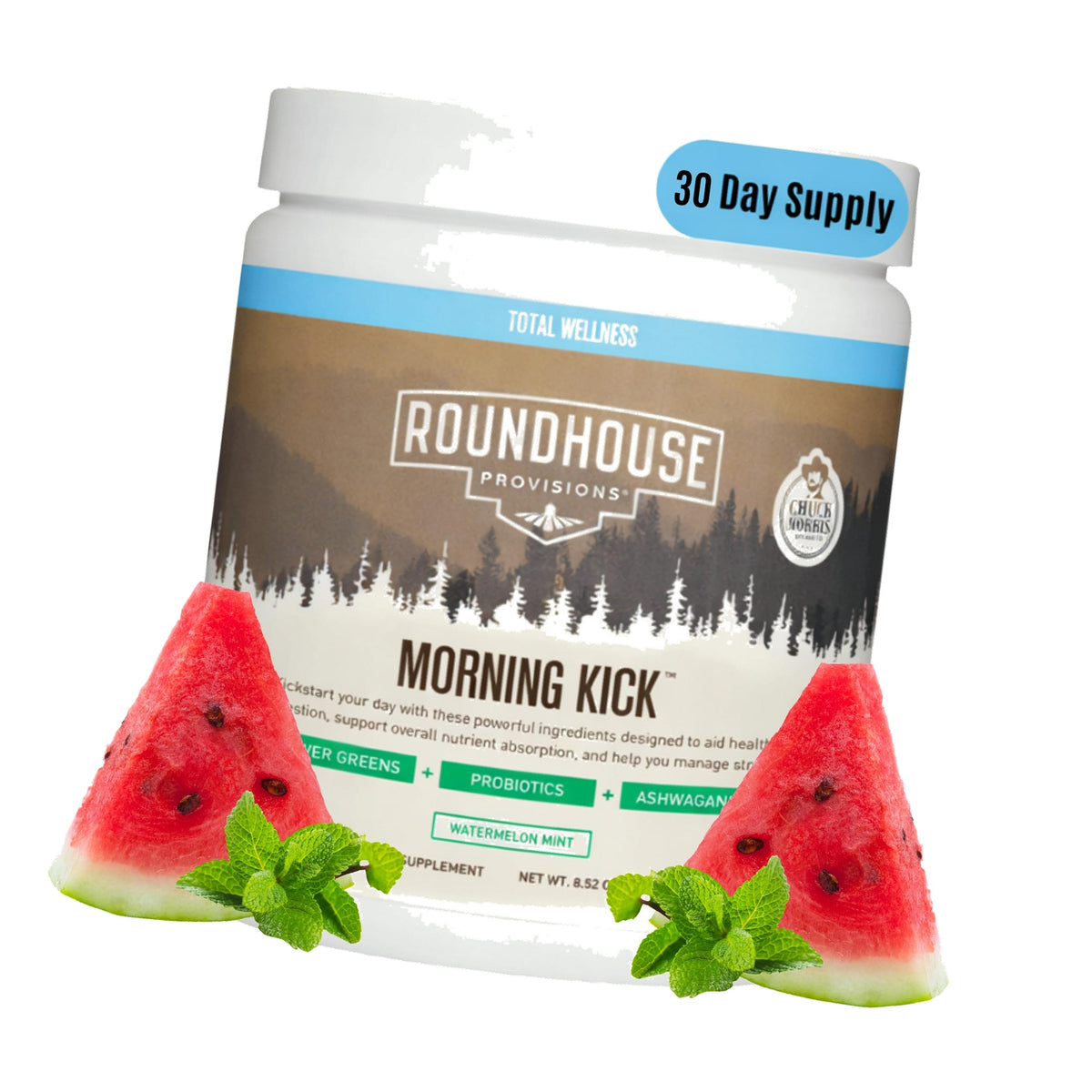 ROUNDHOUSE PROVISION Morning Kick Greens, Watermelon Mint, 30 Servings