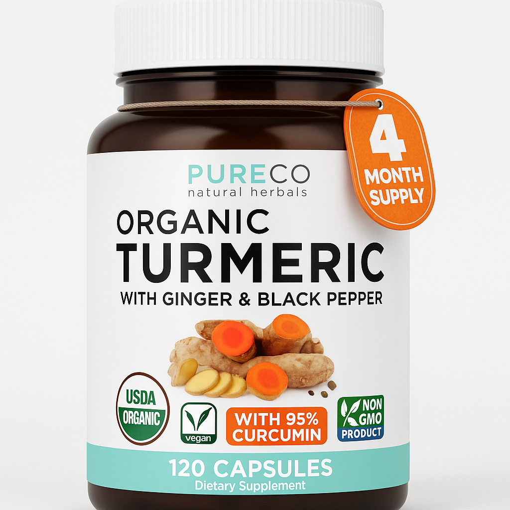 Pure Co Turmeric Ginger Black Pepper Capsules - 120 Count