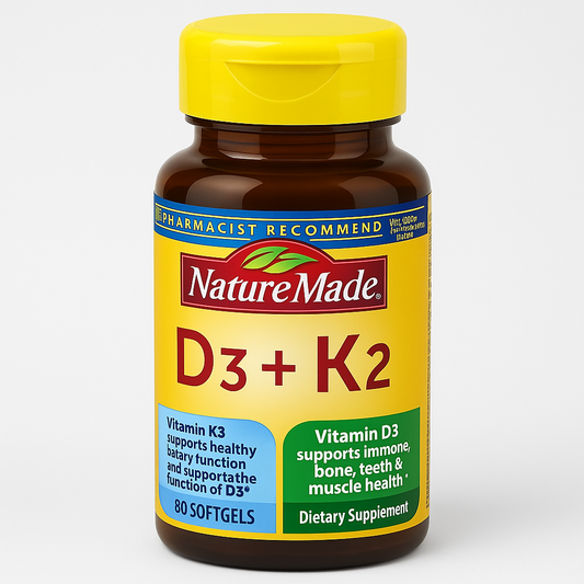 Nature Made Vitamin D3 K2 Softgels, 60 Count (Pack of 2)