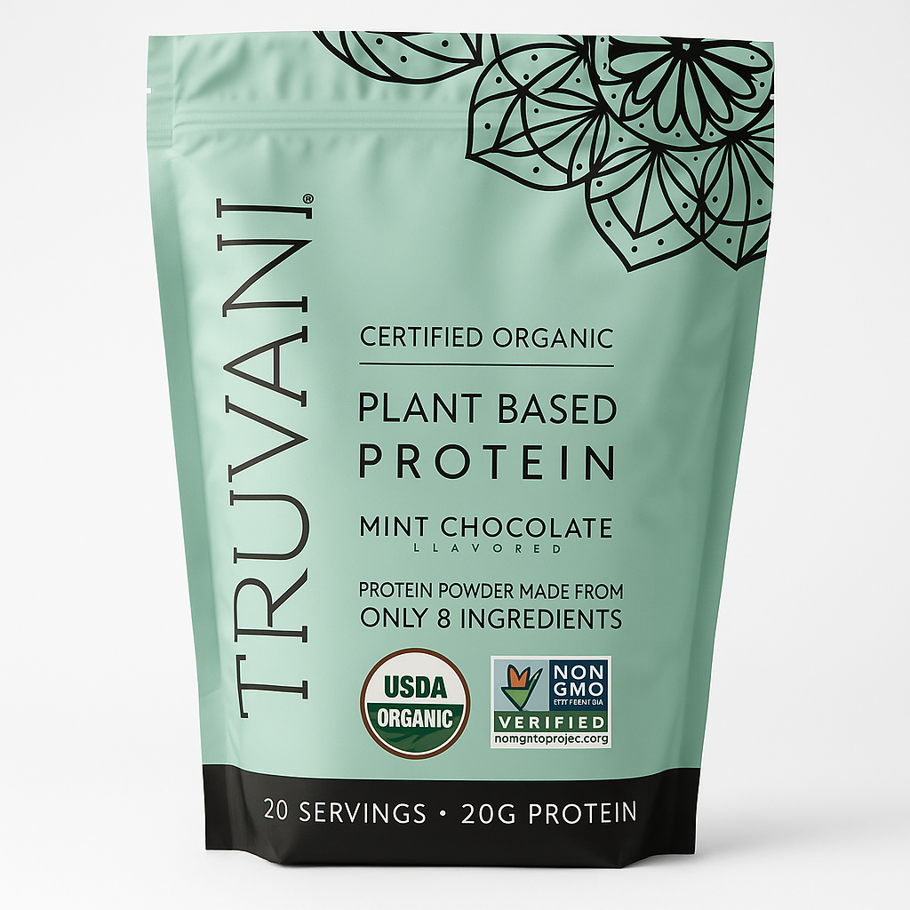 Truvani Organic Plant Based Protein Powder Mint Chocolate 20 Servings