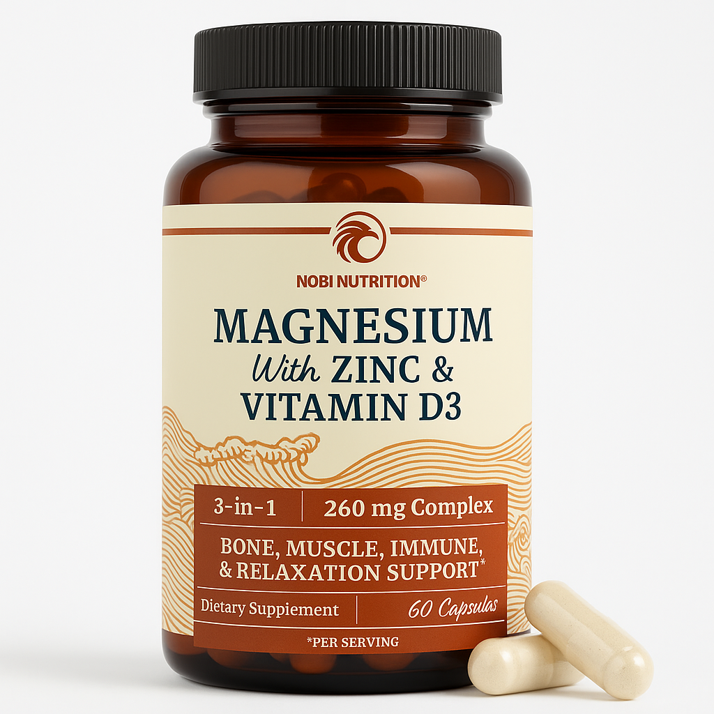 Nobi Nutrition Magnesium Zinc & Vitamin D3 Complex Capsule, 60 Count