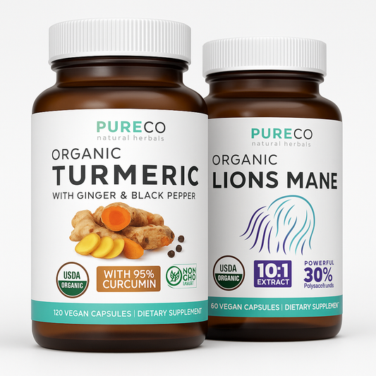 Pure Co Turmeric & Lions Mane Capsule Bundle, 180 Count