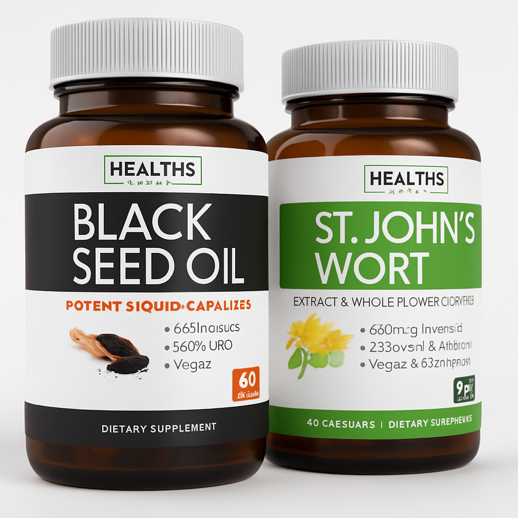 Healths Harmony Black Seed Oil & St. John's Wort Capsules (120 Count)