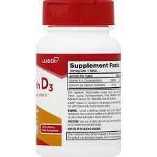 Leader Vitamin D3 2000IU Tablets, 75 Count