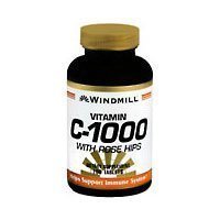 Wind Mill Natural Vitamin C 1000 mg with Rose Hips Tablets, 100 Tablets