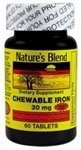 Nature's Blend Iron Chewable 30 mg Sugar Free, 60 Count