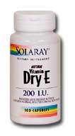 Solaray Natural Vitamin E Dry 200 IU Capsules, 100 Capsules