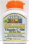 21st Century Vitamin C Natural 500mg with Rose Hips, 110 Tablets