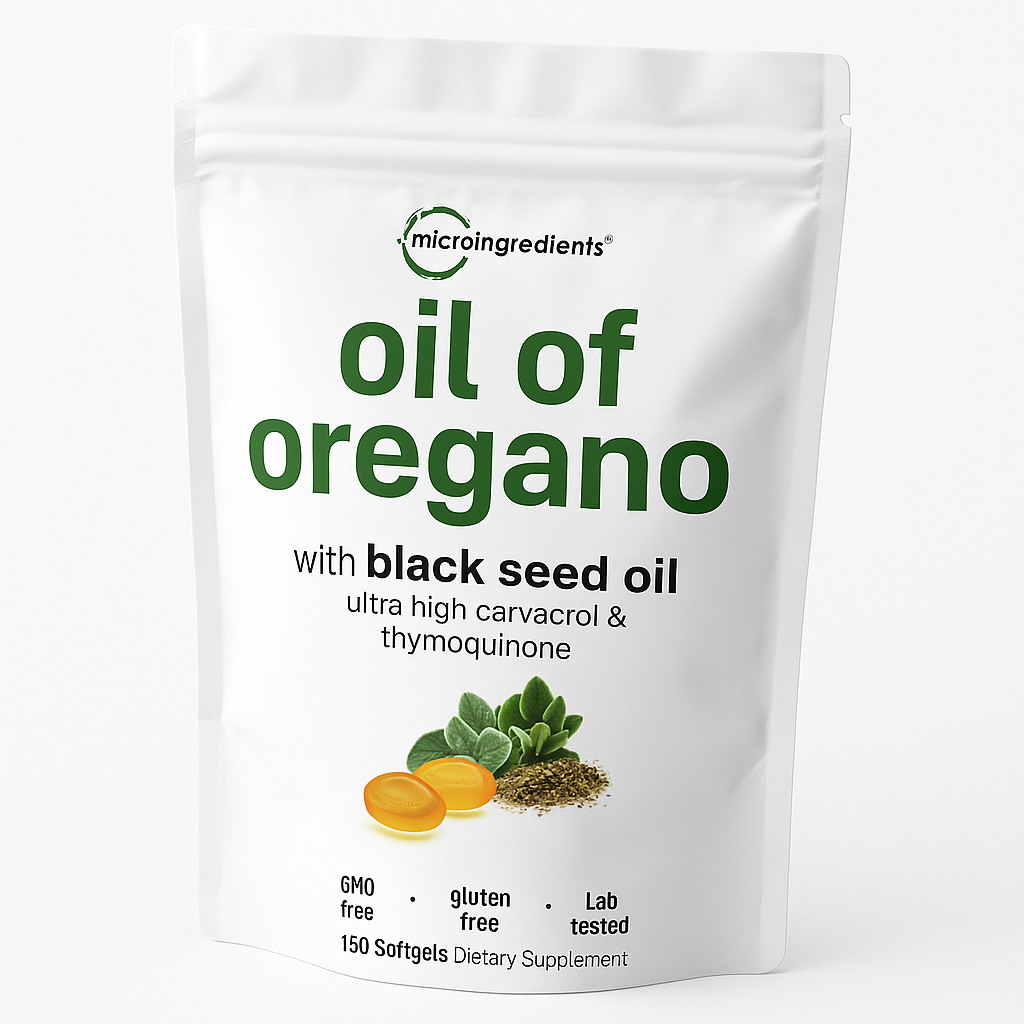 Micro Ingredients Oil of Oregano with Black Seed Oil Softgels, 150