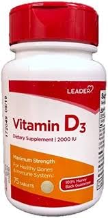 Leader Vitamin D3 Supplement Tablet, 75 Tablets