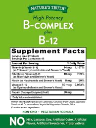 Nature's Truth High Potency B-Complex Plus B-12 Tablets, 180 Tablets