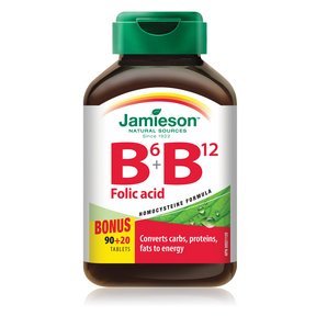 Jamieson Laboratories B6 + B12 and Folic Acid Tablets, 110 Count