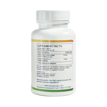 amUPandGO Natural 8 hr Delayed Release Caffeine Pill Tablets, 30 Tablets