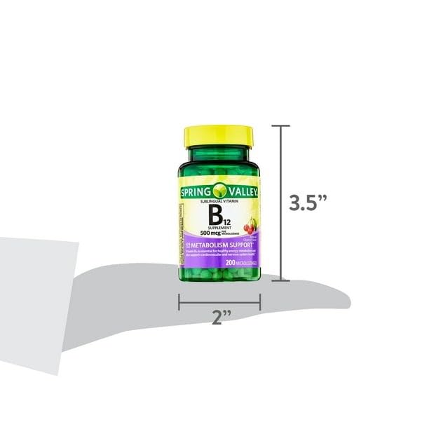 BASKETGOODS Vitamin B12 500 mcg Microlozenges Cherry Flavor 200 Count
