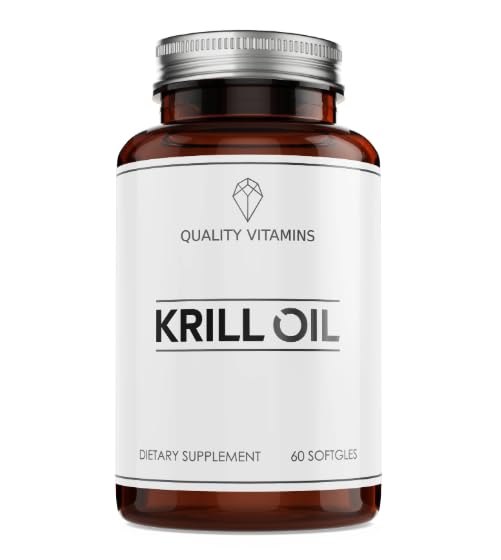 QUALITY VITAMINS Krill Oil 1000mg Omega-3 EPA DHA Fish & Cod Liver Oil Softgels, 60 Count