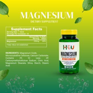 4 TOP CARE Magnesium Bone & Muscle Health Dietary Supplement Tablets, 250 mg, 100 Count