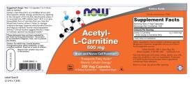 NOW Foods Acetyl-L-Carnitine 500 mg Capsule, 400 Count