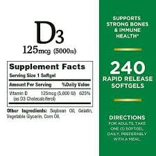 Nature's Bounty D3-5000 IU Softgels Maximum Strength, 480 Softgels