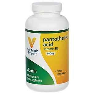 The Vitamin Shoppe Pantothenic Acid 500mg Vitamin B5 - Energy Production & Hair Skin Nails | Essential B Vitamin | 300 Capsules