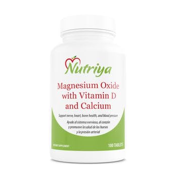Nutriya Magnesium Oxide with Vitamin D3 and Oyster Calcium Tablets, 100 Count