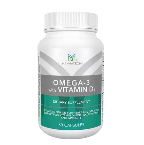 Mannatech Omega-3 with Vitamin D3 for Bone, Heart Health and Cognitive Support, 60 Capsules