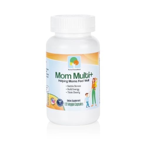 Raise Them Well Mom Multi+ Daily Multivitamin for Women with Active Folate, Adaptogens & Bacopa, Energy, Stress & Cognitive Support, 120 Capsules