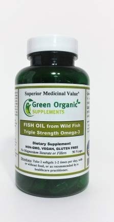 Green Organic Supplements Purified, Triple Strength Omega-3 Fish Oil Made with Wild Sardines Softgels, 90 Softgels