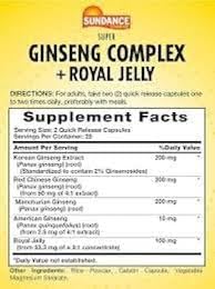 Sundance Vitamins Super Ginseng Complex Plus Royal Jelly Capsules 300