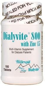 Dialyvite 800 with Zinc 15 mg Mineral Supplement for Dialysis Support Tablet, 180 Tablets