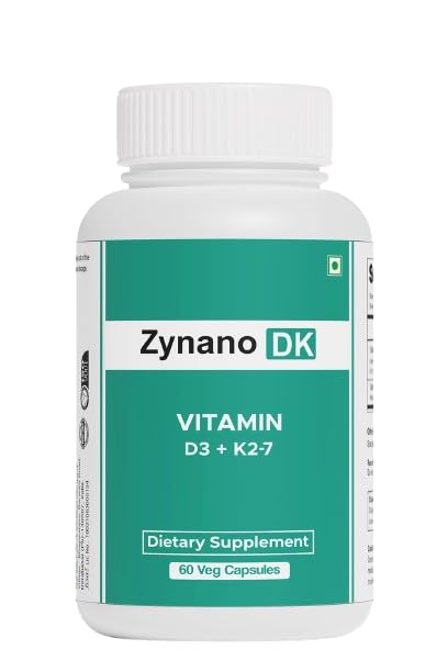 Zynano Vegan Vitamin D3 10000 IU & Vitamin K2 120 mcg with MCT Powder Capsules, 60 Count
