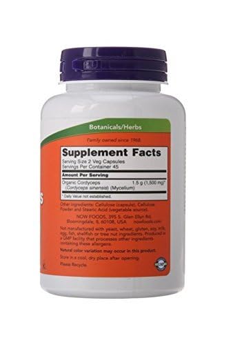 NOW Foods Cordyceps 750 mg Capsules, 90 Count (Pack of 2)
