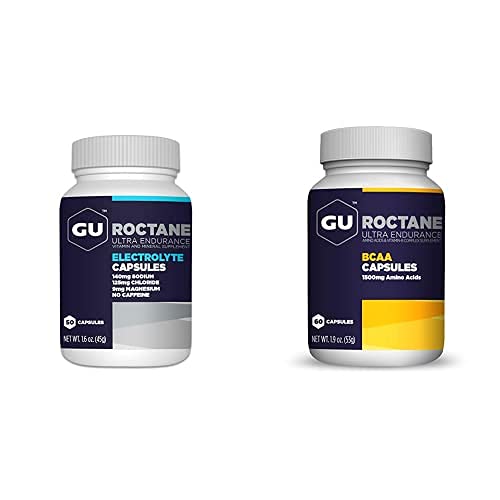GU Energy Roctane Ultra Endurance Variety Pack Electrolyte Capsules and BCAA with Vitamin B, 110 Capsules