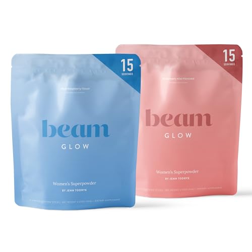 BEAM Glow Hormone Balance for Women Powder with Selenium and Bromelain, Thyroid Support, PMS Relief, Energy, Hair Skin & Nails, Vegan, No Sugar, 30 Servings
