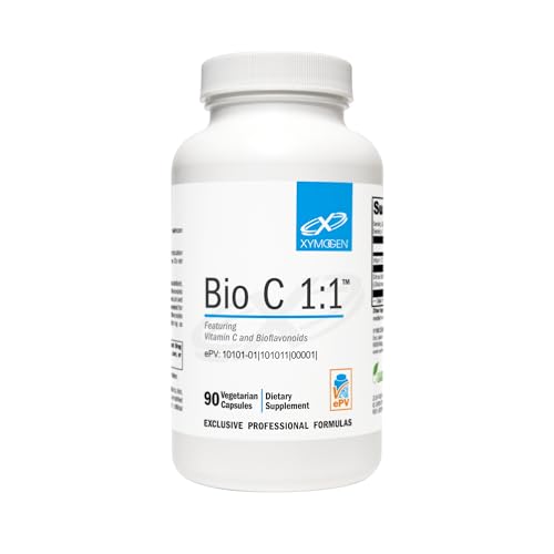 XYMOGEN Bio C 1:1 Vitamin C Supplement with Citrus Bioflavonoids for Immune System Support, 500 mg Ascorbic Acid, Gluten-Free & Non-GMO, 90 Capsules