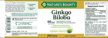 Nature's Bounty Ginkgo Biloba 60mg Capsules, Pack of 6