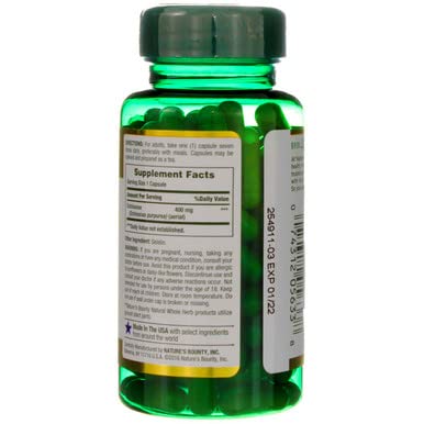 Nature's Bounty Natural Whole Herb Echinacea 400mg Capsules, 200 Count