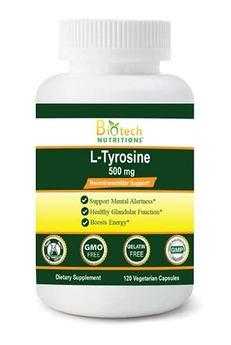 Biotech Nutritions L-Tyrosine 500 mg Vegetable Capsules, 120 Count