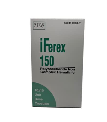 Ziks iFerex 150 Polysaccharide Iron Complex Capsules, 100 Capsules