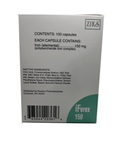 Ziks iFerex 150 Polysaccharide Iron Complex Capsules, 100 Capsules