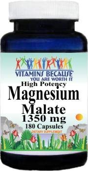 Vitamins Because You Are Worth It Magnesium Malate 1350 mg Capsules, 180 Capsules