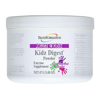 TRANSFORMATION Digestive Enzymes Powder, Natural Digestive Support for Kids, 1.65 oz