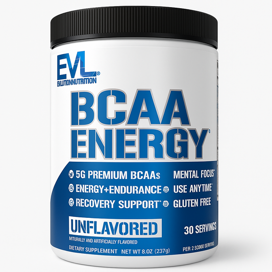 EVL Nutrition BCAA Energy Powder, Unflavored, 30 Servings