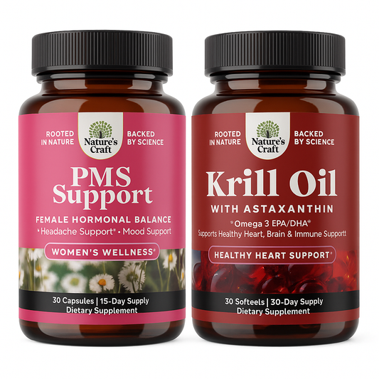 Nature's Craft PMS Support & Krill Omega-3 Softgels Bundle (2x60)
