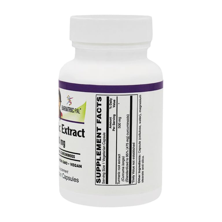 BariatricPal Turmeric Extract Capsules with Curcumin C3 Complex 500mg (60 Count)