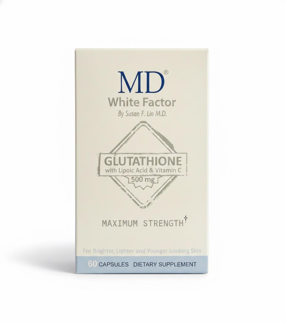 MD White Factor Glutathione Supplement with Effective Antioxidants, Vitamin C & Lipoic Acid Capsules, 60 Count