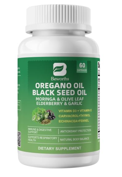 B BEWORTHS Oil of Oregano with Black Seed Oil Capsules, 60 Count