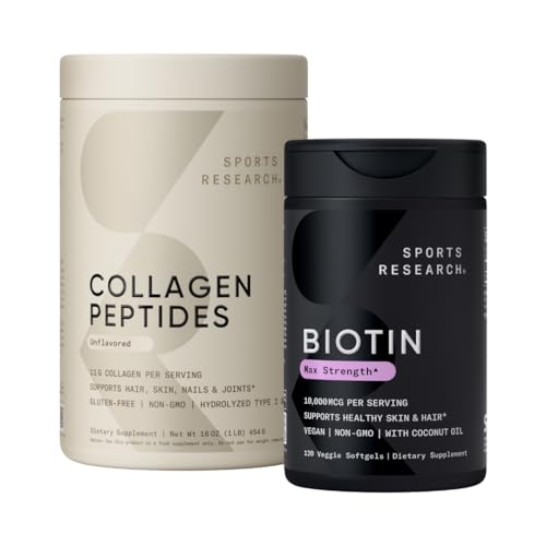 Sports Research Collagen Peptides for Women & Men Hydrolyzed Type 1 & 3 Protein Supplement Softgels 120